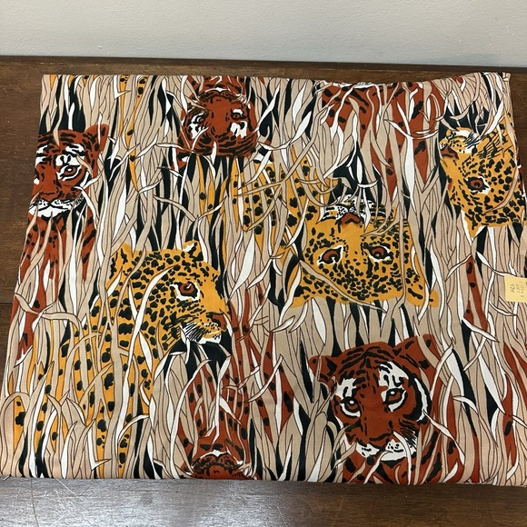 Vtg Retro Jungle Animal Print Lightweight Semi Sheer Clothing Fabric 5.5 Yards